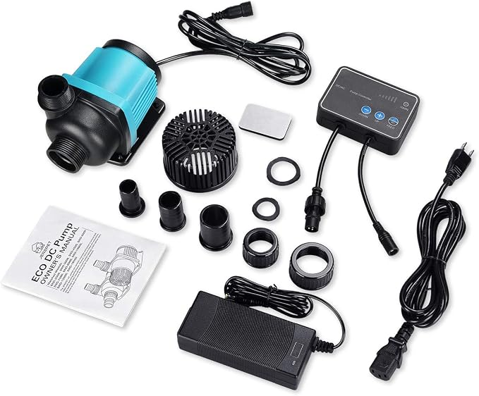 1250gph Aquarium 24V DC Water Pump with Controller, Submersible and Inline Return Pump for Fish Tank,Aquariums,Fountains,Sump,Hydroponic,Pond,Freshwater and Marine Water Use (32W,13.1FT)