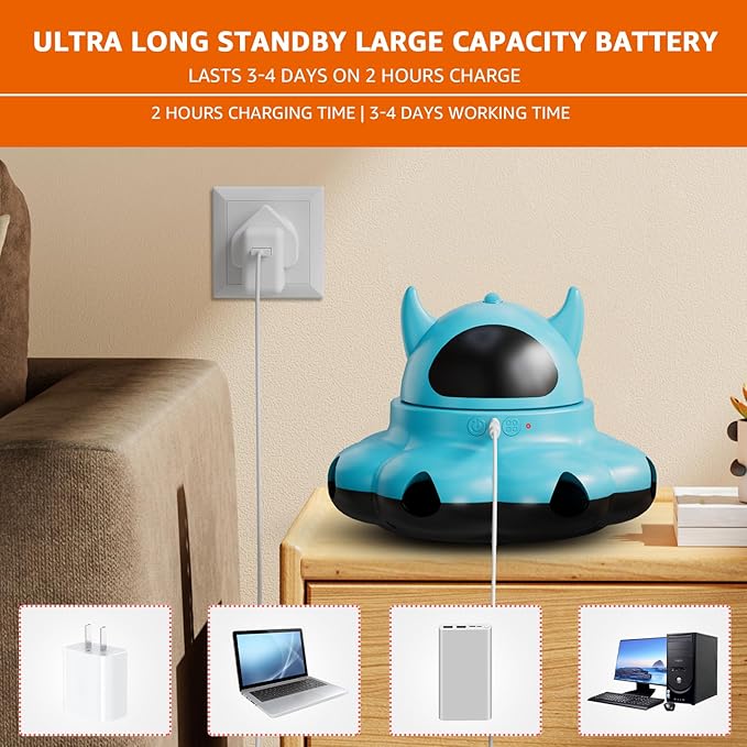 MIKK Cat Laser Feather Toy 2-in-1 Interactive for Indoor Cats Automatic with Remote Control USB-C Rechargeable, No Batteries Needed, Easy Setup, Multi-Cat Use Electronic Kitten Exercise Toy (Blue)