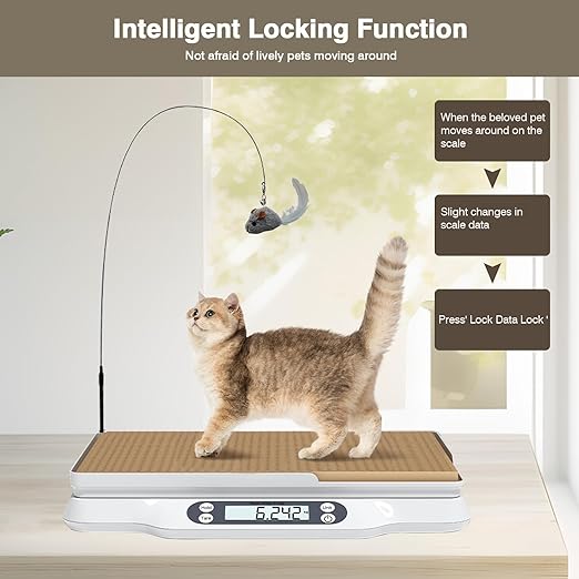 Digital Pet Scale for Animal, LED Display Cat Whelping Scale with Tape Measure, Collar, Weight Chart for Pets, Cats, Dogs, Animals, Measures Up to 66lb, 15.74 * 11.22"