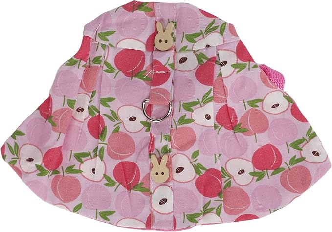 Rabbits Harness Leash Cute Breathable Pet Chest Traction Rope Set for Guinea Pigs Hedgehogs Soft Cotton Cloth Nylon Webbing Stylish Outfit (M)