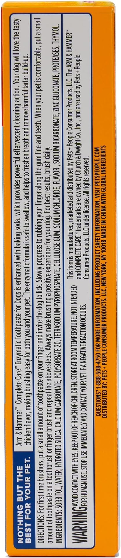 Arm & Hammer Complete Care Dog Dental Kit, Chicken Flavor - Includes Enzymatic Dog Toothpaste and Toothbrush for Dogs - Baking Soda Enhanced Formula, 0.84 Oz
