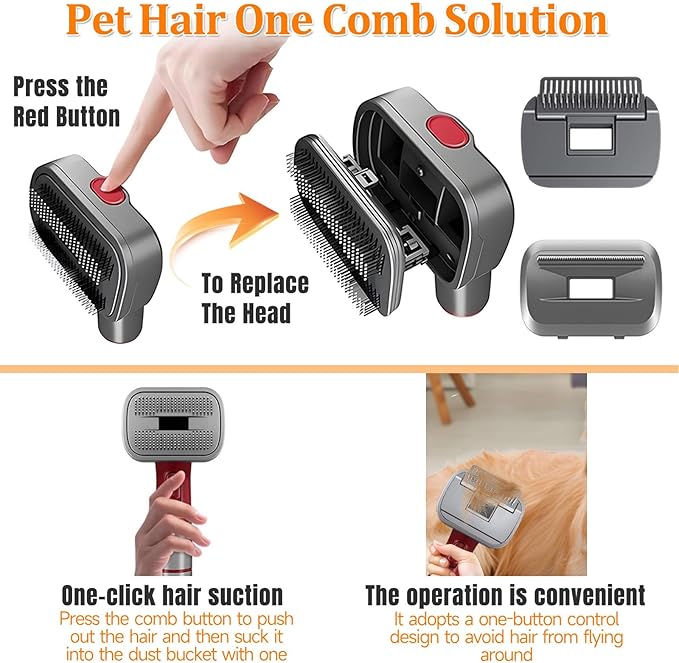 3-in-1 Pet Dog Grooming Attachment Kit, Deshedding Brush Attachment for V15, V11, V10, V8, V7 – Effective Grooming & Cleaning – Hair Grooming Tools for Dog and Cat, 5 Pack