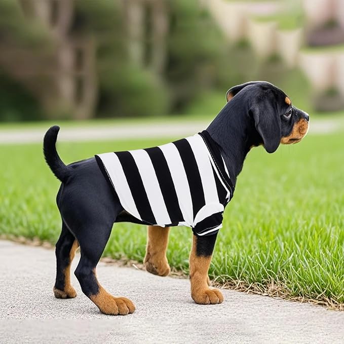 Dog Shirt Polo Shirt Striped Collar Puppy Clothes Summer Button Up Pet Clothes for Small Medium Dogs Cats for Boy Girl Pets