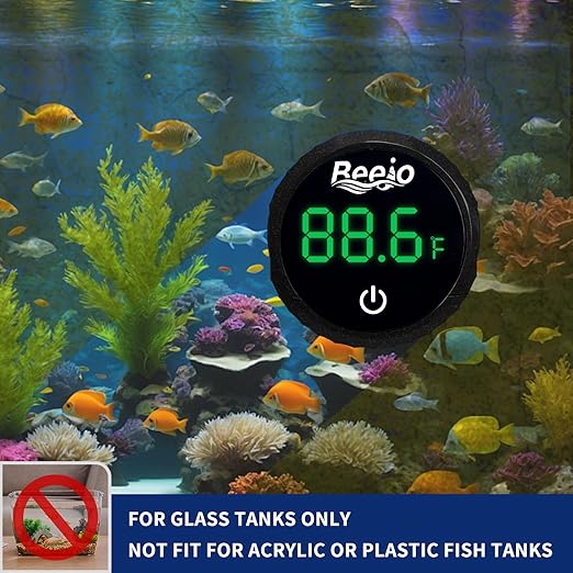 BEEJO 2 in 1 Aquarium Magnet Glass Cleaner with Touch Digital Thermometer ,Glass Fish Tanks Strong Magnetic Cleaning Brush,Aquarium Mini Algae Scraper (Black)