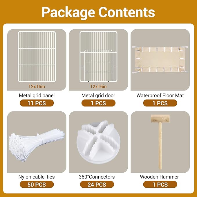 VISCOO 12 Panels Guinea Pig Cages, 48" x 24" x 16" DIY Small Animal Playpen with Waterproof Mat, C&C Cage for Guinea Pigs, Bunny, Hamsters, Indoor Portable Metal Wire Yard Fence Rabbit Cage