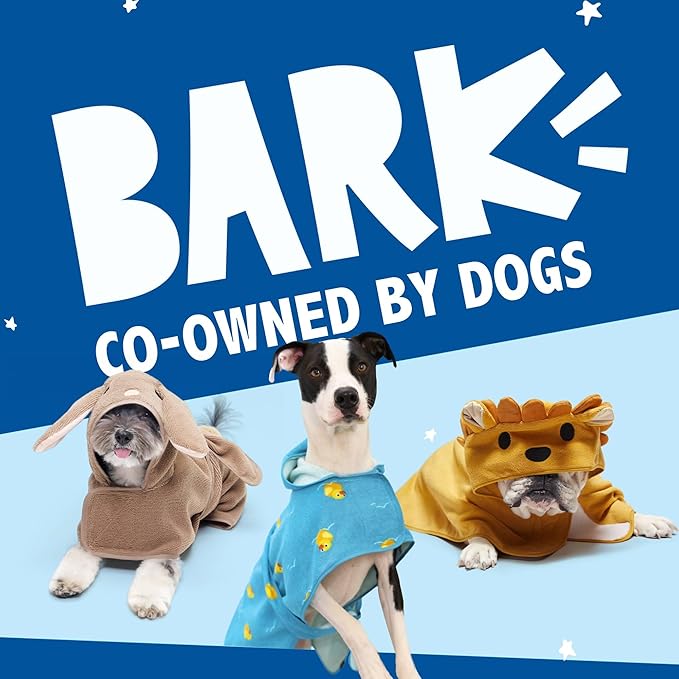 Barkbox Dog Bathrobe Fast Drying with Hook and Loop Closure & Wrap Tie Snuggle, Cute Dogs Clothes, Easy to Clean, Machine Washable, Dog Coats and Tumble Dry Low - Rhino, Large