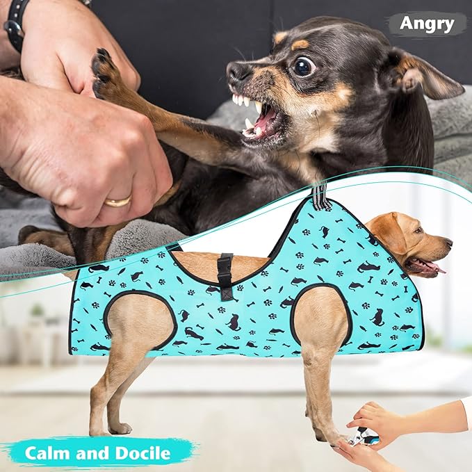 ATESON Dog Grooming Hammock - Pet Harness for Grooming Nail Trimming (M 40lb), Dog Sling for Nail Clipping, Dog Hanging Holder for Cutting Nail with Nail Clippers