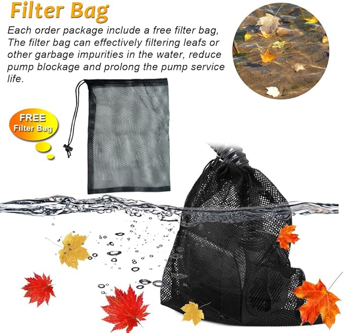PULACO Large Flow: 800GPH(3000L/H)Submersible Pump with 6.5 ft Tubing, 45Watt Durable Fountain Water Pump With 4 Nozzles For Above 80 gallons Fish Tank or Pond