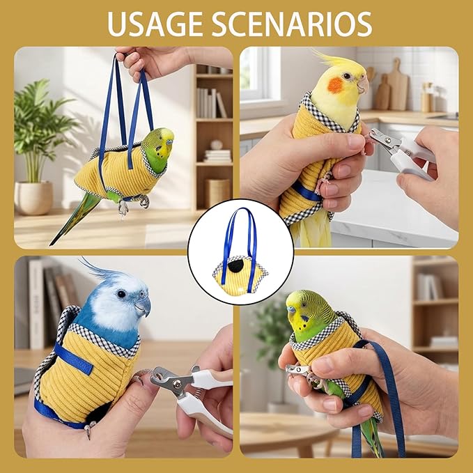 Bird Harness, Bird Diaper and Parrot Diaper for Pet Birds, Comfortable Fabric Design, Easy to Use Bi-rd Leash for Outdoor Activities, Durable and Secure Bird Walking Accessory