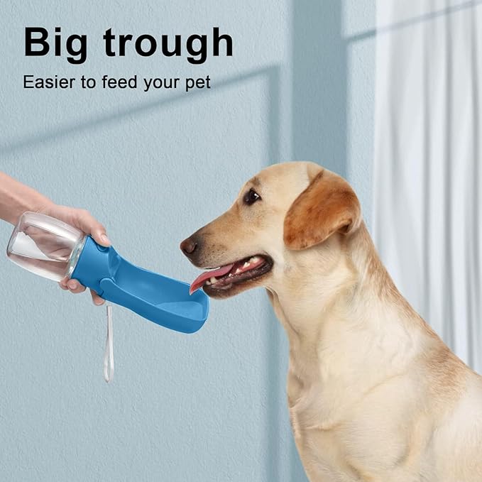 Portable Dog Water Bottle for Walking – 19oz / 12oz Foldable Pet Water Dispenser for Puppies, Medium & Large Dogs – Leak Proof Travel Water Bowl for Small Animals Dog Accessories(12OZ Dark Blue)