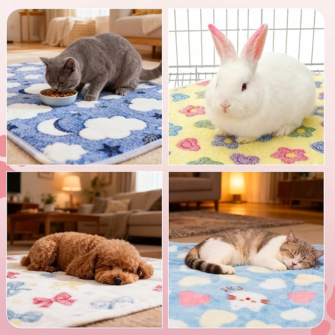 PETKNOWS 6PCS Guinea Pig Fleece Blankets, Washable Small Animal Fleece Bedding Cage Liners Absorbent Pet Pee Pad Sleep Mat Pad Cover for Hamster Ferret Rabbit Chinchilla Hedgehog