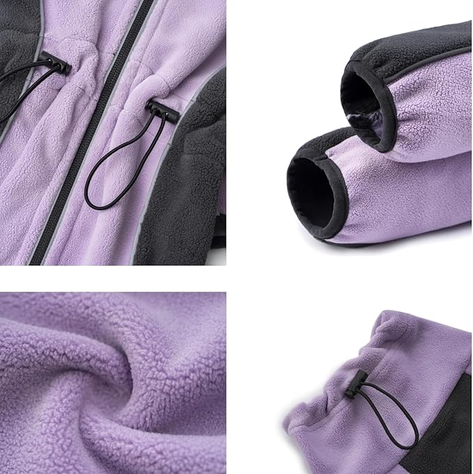 Fleece Dog Coat for Small Medium Dog,Pullover Pajamas Jumpsuit Bodysuit Puppy Coats with Legs, Pet Windproof Warm Cold Weather Jacket Full Body Vest Cozy Snowsuit Outfit Clothes (Purple, XXL)