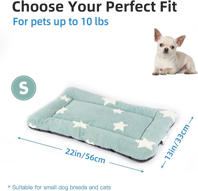 Mora Pets Cat Bed for Indoor Cats Washable Dog Crate Pad Cute Star Dog Bed Mat for Small Dogs Pet Kennel Pad for Cage Soft Flat Puppy Kitten for Sleeping Anti-Slip Blue 22 x 13 inch 2 Pack
