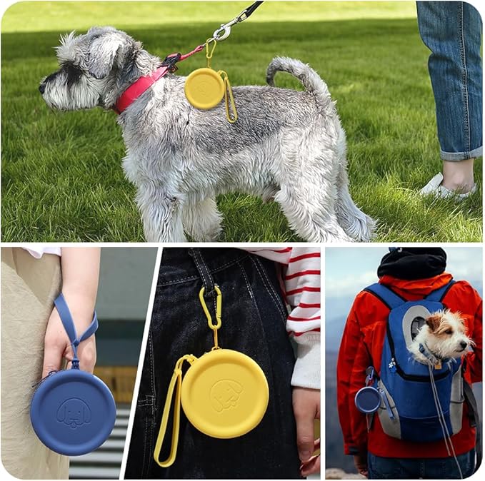 WALLFID Silicone Dog Treat Pouch Small Bag,with Pet Training Clicker,Walking Bag for Dog and Cat, Pocket Size, Easy to Clean, Odorless, Zipper Design,Moisture-Proof,Travel Walking Bag.(Yellow)