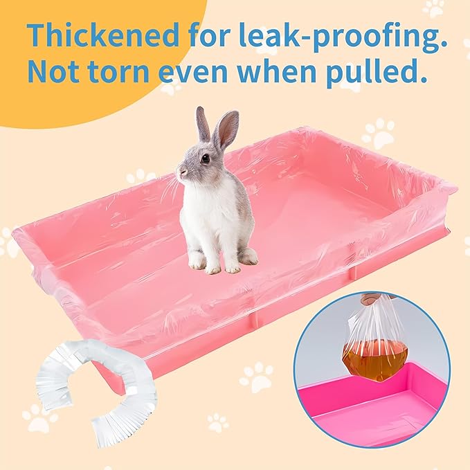 Disposable Cage Liner Bags (100-Pack) – 19'' X 11'' Clear Plastic Rabbit Cage Liners, Leak-Proof Toilet Film for Bunny, Guinea Pig, Hamster, Hedgehog & Small Animals – Universal Crate Tray Covers for