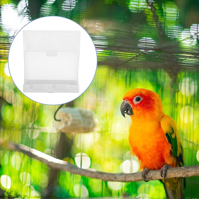 No Mess Automatic Parrot Feeding Container 450 Gram Acrylic Bird Feeder Splash-Proof Seed Dispenser for Cage Pigeons Parakeets Pet Supplies