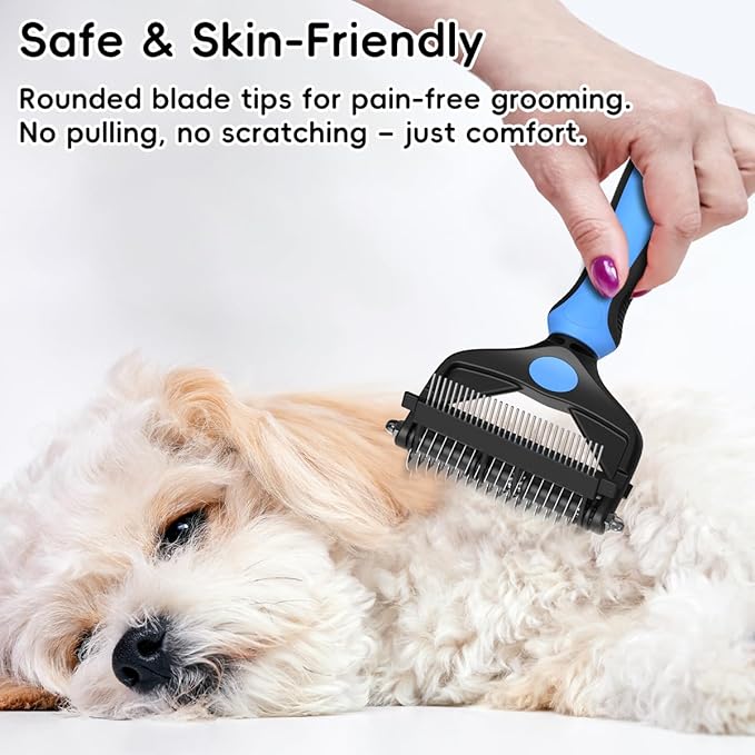 3-in-1 Professional Pet Grooming Brush for Dogs & Cats – Dematting Comb, Undercoat Rake & Deshedding Tool for Long & Short Hair, Heavy Shedding & Matted Fur
