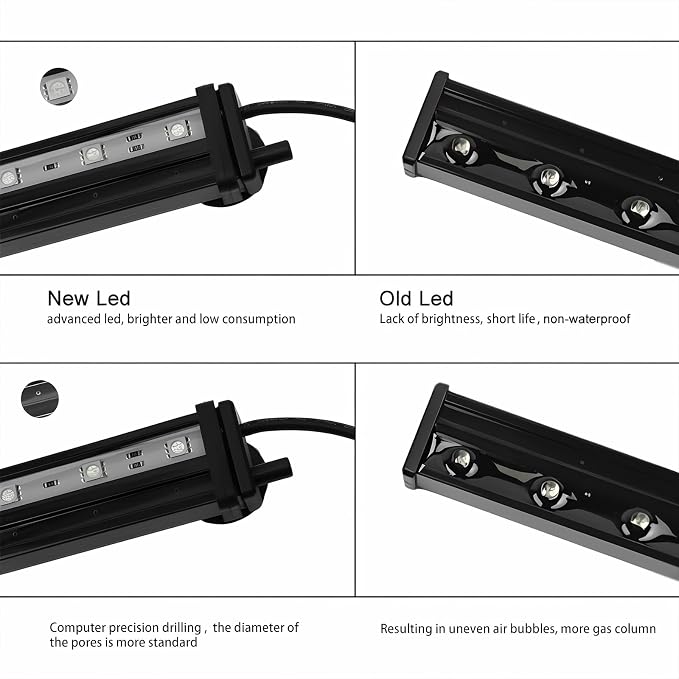9.05 inch Submersible Aquarium Light, Fish Tank Light with Air Bubble Hole, RGB Color Changing Brightness Adjustable IP68 Waterproof Remote Control LED Light for Aquarium Fish Tank