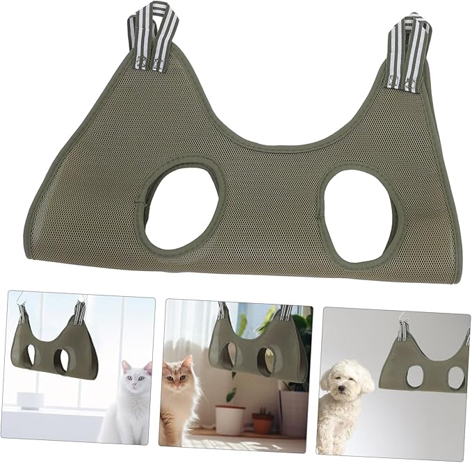 Hemoton Versatile Cat Grooming Hammock Pet Nail Trimming Harness Space-Saving Green for Dogs Cats