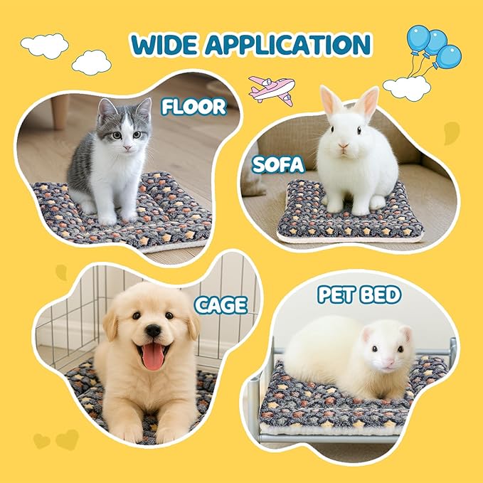 2 Pack Bunny Bed - 13 x 14.6 Inch Rabbit Pee Pads Bedding - Washable and Thickness Upgrade(Dark Blue,L)