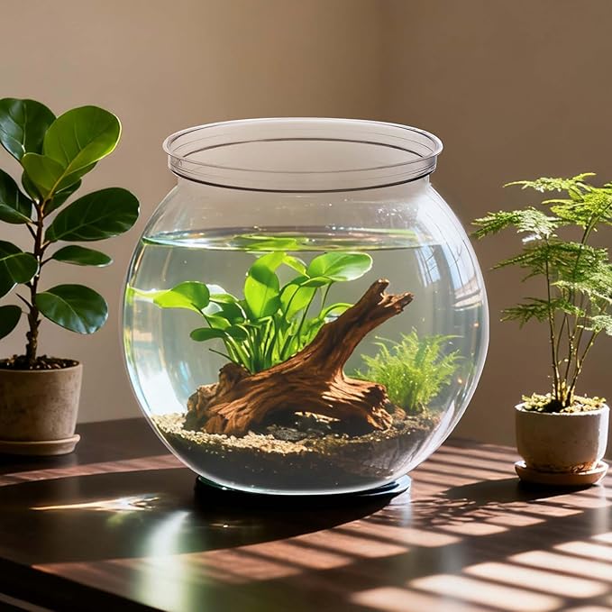 Mini Plastic Fish Bowl 27 oz Decorative Small Fishbowl Durable, Unbreakable Fish Bowl for Centerpiece Vases, Party Decorations
