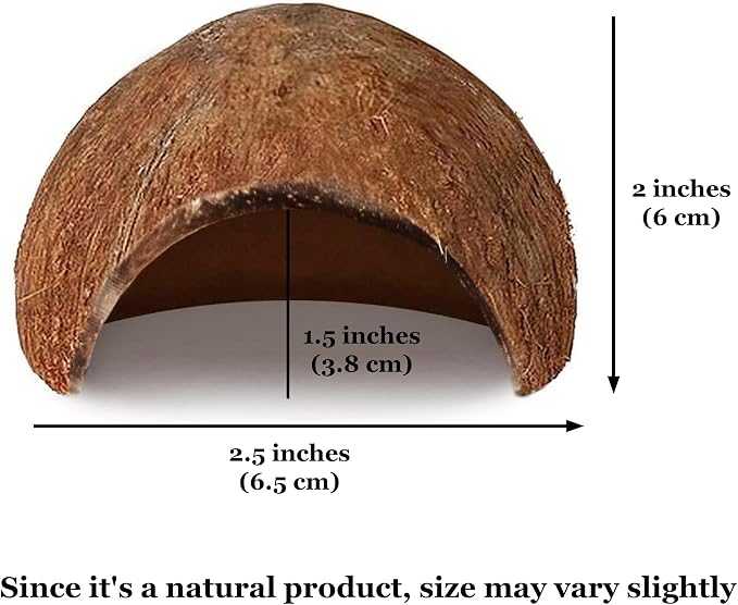 SunGrow Betta Fish Cave, Habitat Made from Coconut Shell, Soft-Textured Smooth Edged Spacious Hideout, for Resting and Breeding, 1 Pc