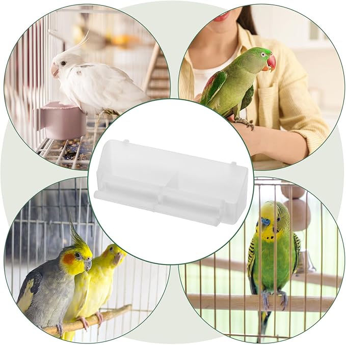 2 Pieces Automatic Bird Feeder Hanging Seed Tray Anti-Splash Wet and Dry Food Container for Outdoor Parrots and Cockatiels