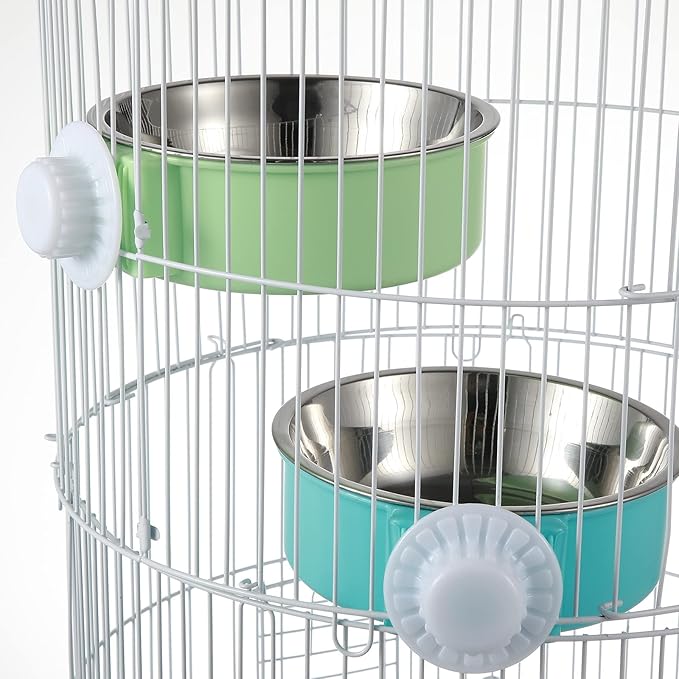 Mimorou 12 Pcs Crate Bowls Bulk Puppy Dog Bowls for Kennel Removable Stainless Steel Crate Water Bowl Kennel Hanging Food Feeders Coop Cup for Cat Puppy Rabbit Birds Ferret Guinea Pigs