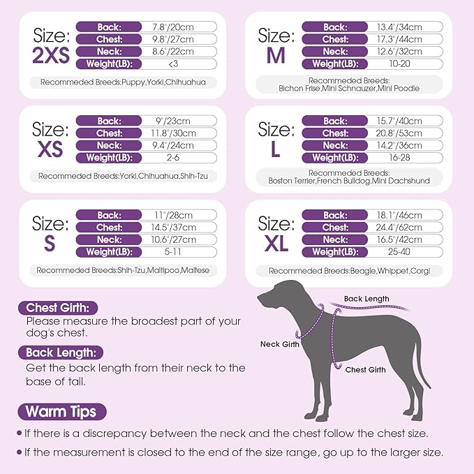 Dog Sweater Dress Plaid Knitwear for Small Medium Dogs Warm Puppy Pet Turtleneck Stretch Pullover Cute Fall Winter Vest Clothes with Leash Hole for Christmas (Purple, XL)