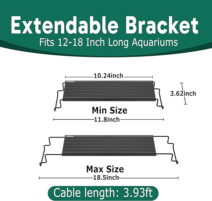 24/7 LED Aquarium Light for 12-18 Inch Plant & Fish Tank IP68, 12-Color & Gradient & Full Spectrum with Sunrise-Daylight-Moonlight, Auto On/Off, Brightness, Extendable Brackets for Freshwater