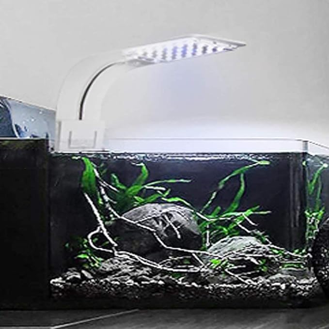 10W Super Slim Aquarium Fish Tank 5730 LED Light Clip-on Lamp Aquatic Plant Lighting (White Body White+Blue Light)