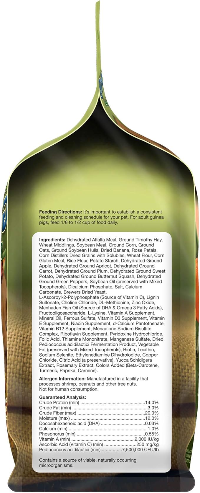 F.M. Brown's Tropical Carnival, Natural Guinea Pig Food, Vitamin-Nutrient Fortified Daily Diet with Vitamin C and High Fiber Alfalfa and Timothy Hay Pellets for Optimum Digestion, 4 lb