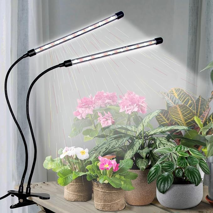 LEOTER Grow Lights for Indoor Plants - 84 LED Full Spectrum Clip Plant Growing Light (2 Heads Light)