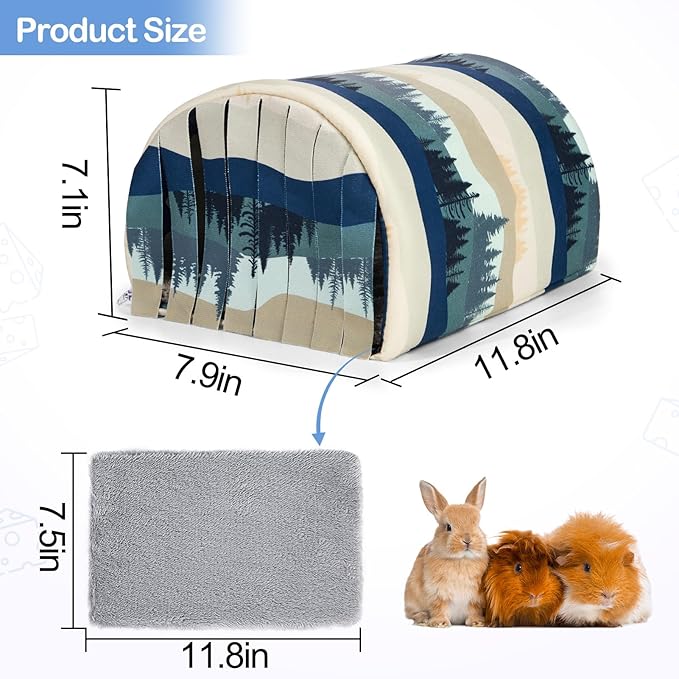 Guinea Pig Hideout Washable Guinea Pigs Tunnel with Curtains Hamster Hideout Cozy Guinea Piggy House Fit for Guinea Pig Cages Soft Guinea Pigs Accessories for Small Animals Hamster/Chinchilla/Bunny