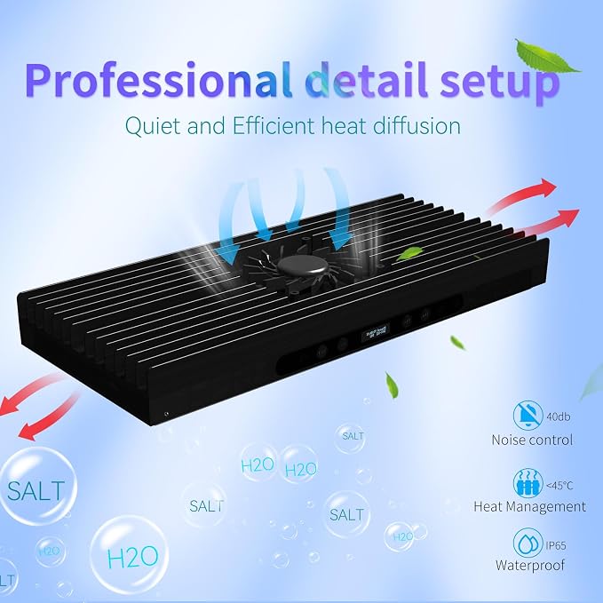 Aquarium Light- 140W Reef Light Wide Coverage Sunrise Sunset Moonlight Saltwater Lights for Coral with Master Slave Group Control & Timer & Screen | High Penetration Wide Coverage,Sunrise Sunset Moonlight,Master Slave Group Control,Detailed Simulation ...