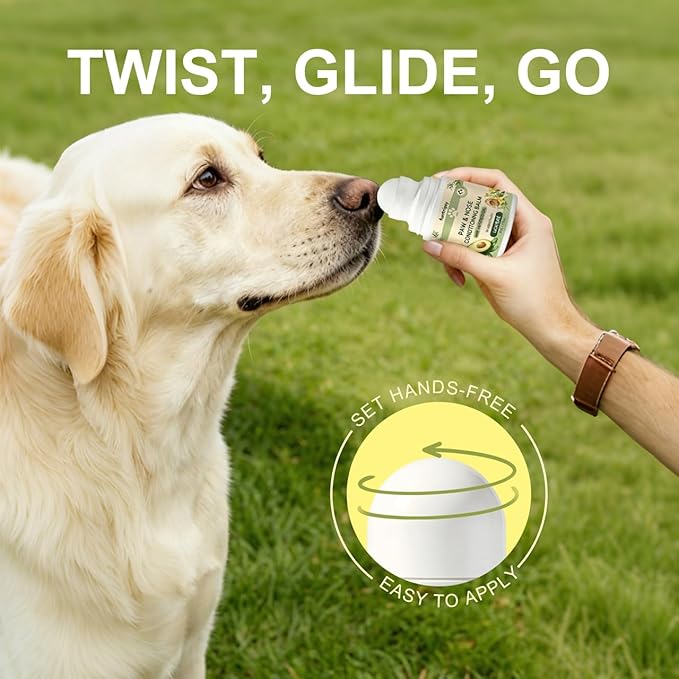 Paw and Nose Balm Stick for Dogs Cats Horse Lick-Safe Roll-On | Natural Moisturizer with Avocado Oil and Vitamin B5 | Paw Protector for Hot Pavement & Ice Melt 30ml