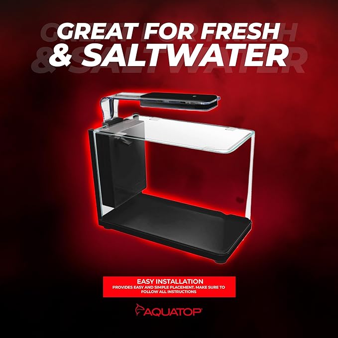 Aquatop Pisces Bullet Shaped Glass Aquarium, 5-Gal Nano Tank – 53 GPH – Touch Sensitive LED Light – All-in-One Kit for Fresh & Saltwater Fish