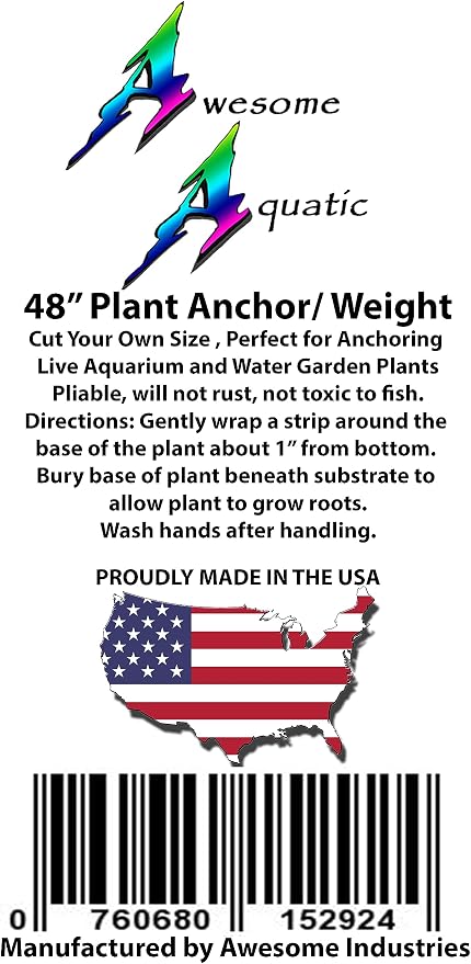 Aquarium Plant Weights, Fish Tank Anchors, 48 in Lead Wire Roll | Cut to any length • Secure plants • Easy to shape • Holds stems in place • Prevents floating • Aquascaping essential