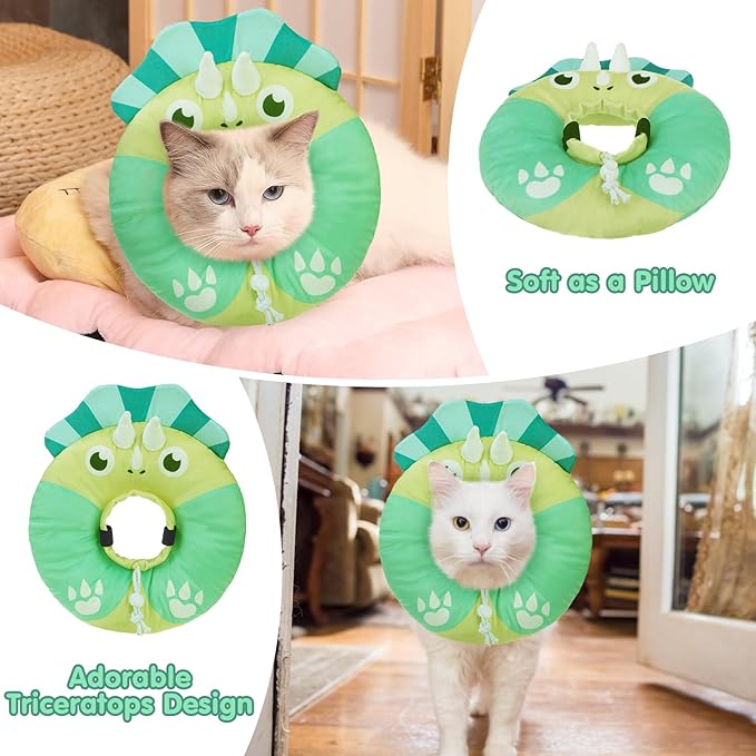 BEAUTYZOO Cat Cone, Adjustable Cat Cone Collar Soft, Cat Recovery E Collars After Surgery to Stop Licking, Protective Neck Cone Alternative Donut Collar Cute Pillow for Cats Kitten Small Dogs