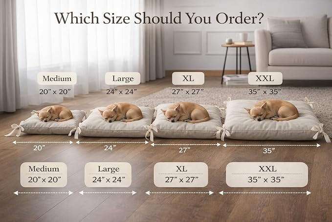 Hemp Pet Bed for Dogs and Cats, Natural Washable Pet Cushion, Soft Floor Pillow with 800 g Filling, Hemp Fabric 180 g/m² (Medium)