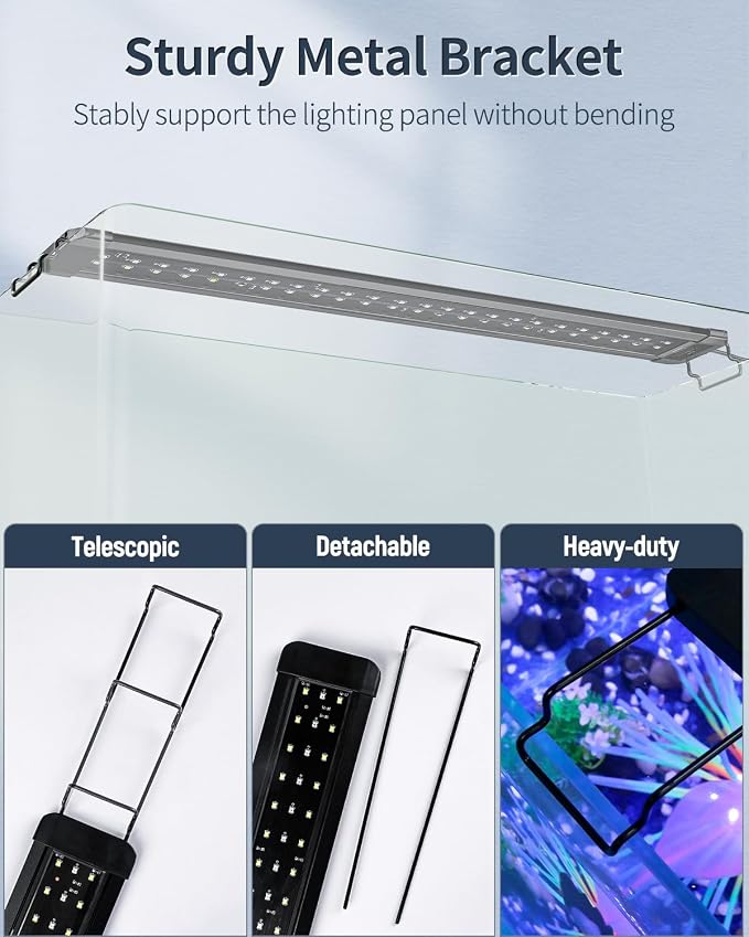 Pawfly 18 W Terrarium Reptile LED Light for 24" to 30" Terrarium Extendable Reptile Tank Light with Full Spectrum Brilliant White Blue Red Lights with Day & Night Modes and Adjustable Brightness
