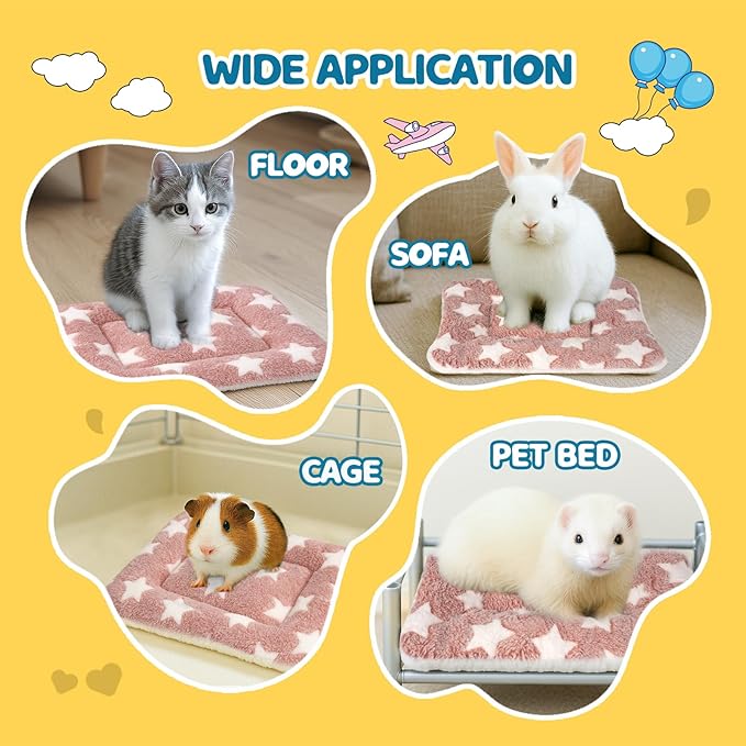 2 Pack Bunny Bed - 10 x 13 Inch Rabbit Pee Pads Bedding - Washable and Thickness Upgrade (Gray & Pink,M)
