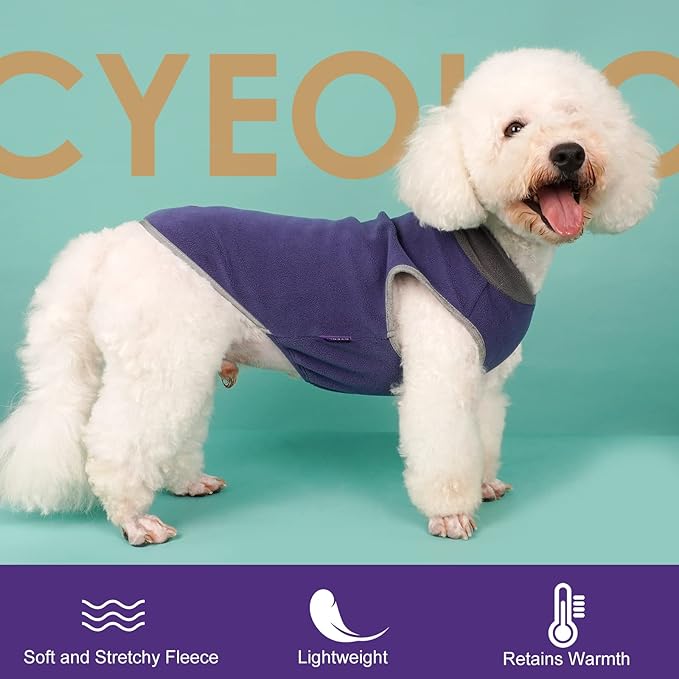 cyeollo 2 Pack Dog Sweater Fleece Vest Pullover Sweatshirt Dog Jacket Reflective Stretchy Lightweight Pet Clothes Cold Weather Coats for Medium Dogs Boy, Navy & Grey XXL