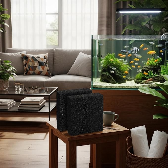 2 Pcs 10"x10"x2" Aquarium Bio Sponge Filter Pad Filter Media Foam Sponge Cut-to-Size Foam for Aquarium Fish Tank Pond