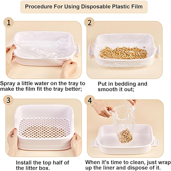 Disposable Small Animal Cage Liners, Rabbit Litter Box Lines Pet Tray Liner Bags Guinea Pig Cage Toilet Plastic Film for Bird Hamster Chinchilla Hedgehog (100 PCS, 23'')