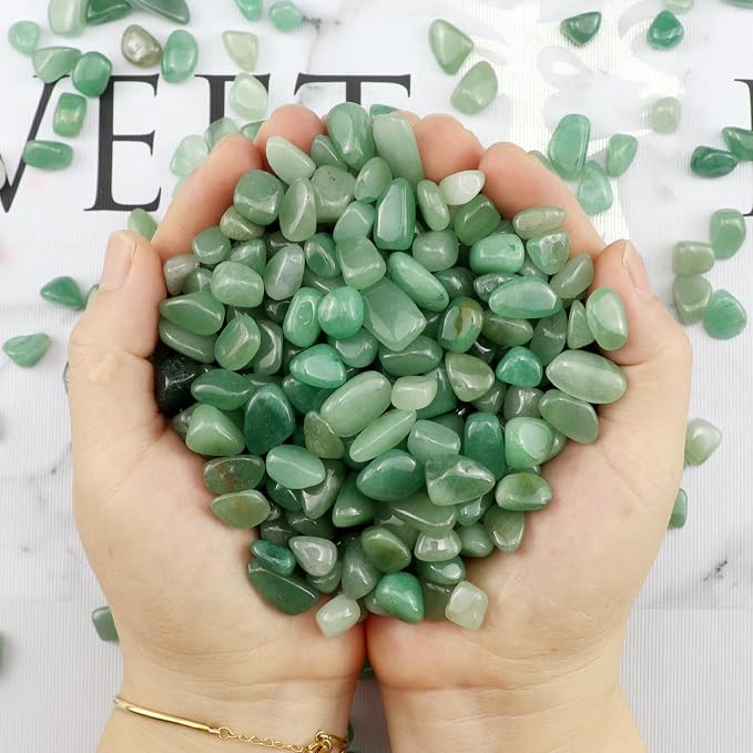 Aquarium Gravel 0.96LB Succulent Rocks Natural Pebbles Vase Filler Home Fish Tank Decor Crushed Stones Quartz Tumbled Polished Bulk - Green Aventurine