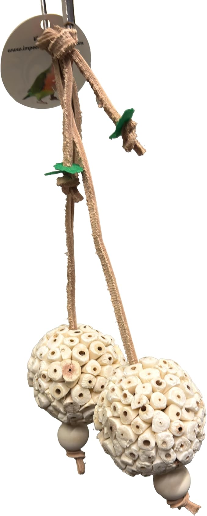 1956 Medium Sola Leaf Bird Toy - Shredding & Foraging Parrot Toys - Natural Sola Wood Balls, Leather Strips & Shreddy Leaves - Pet Cage Accessories for Sun Conure, Cockatiel & Medium Birds