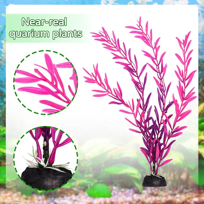 QUOZUO 25 Pack Aquarium Plants, Fish Tank Decor Colorful Plants Artificial Aquarium Decorations for Household and Office Aquarium Simulation, Small to Large