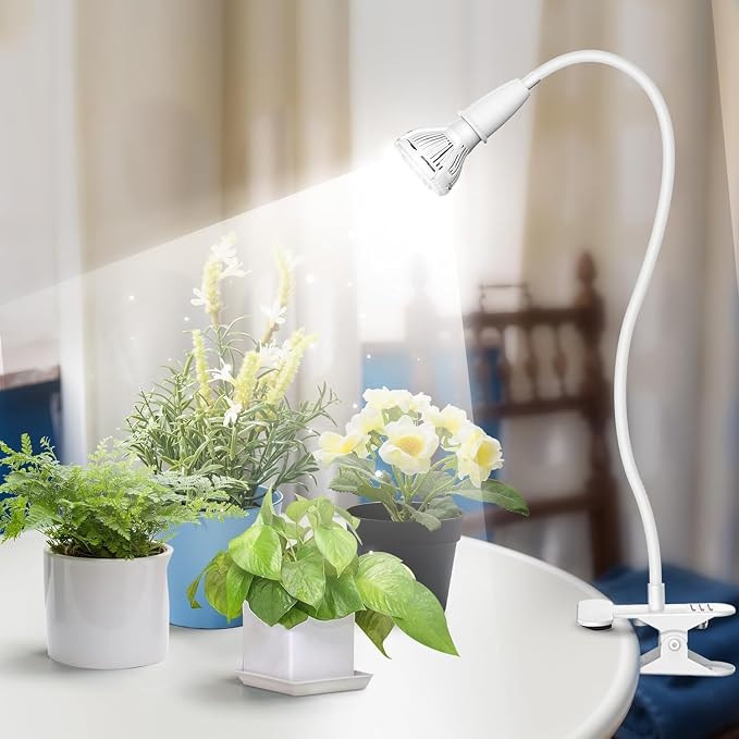 SANSI Grow Lights for Indoor Plants, 10W Clip-On Gooseneck LED Plant Lights | Lifetime Free Bulb Replacement, Plant Lights for Indoor Growing, 1-Head No Timer, Full Spectrum LED Grow Light, High PPFD