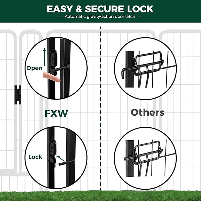 FXW Rollick Unleashed Dog Playpen for Indoor, Yard, RV Camping, 40 inch 16 Panels Dog Pen with Playpen Storage Bag (2 Packs) for Medium and Large Dogs, Black│Patented